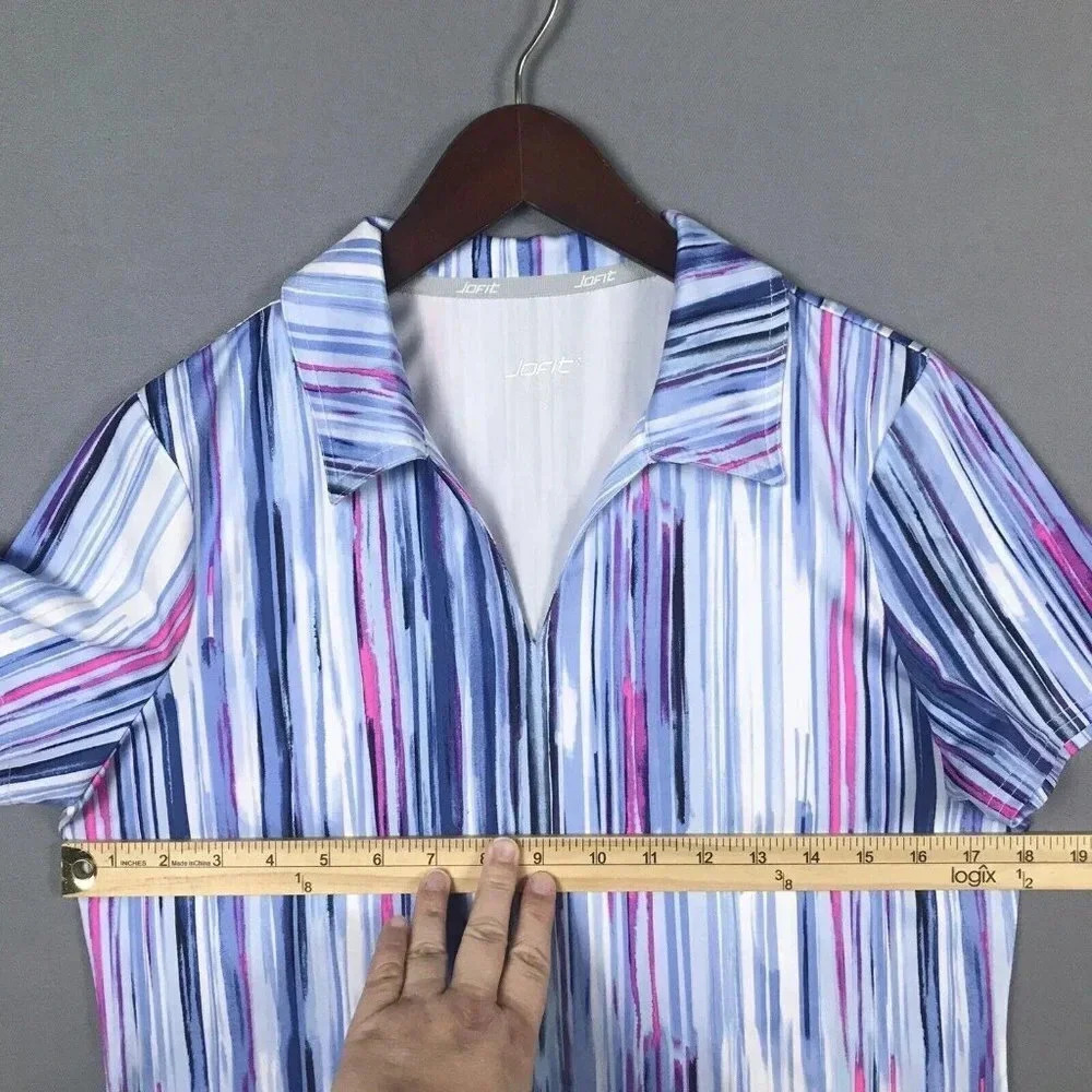 Jofit Golf Top Women Size Small Short Sleeve Collared Athletic Polo Shirt Blue - Picture 11 of 15